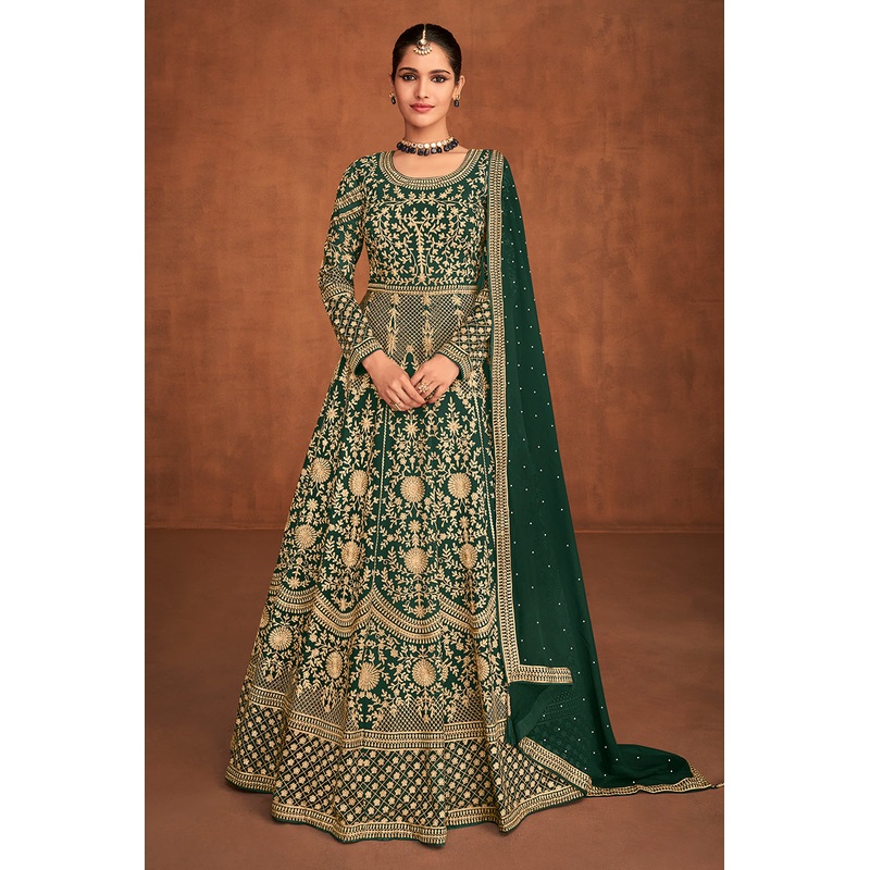 Green Gown Style All Over Embroidered Anarkali Suit