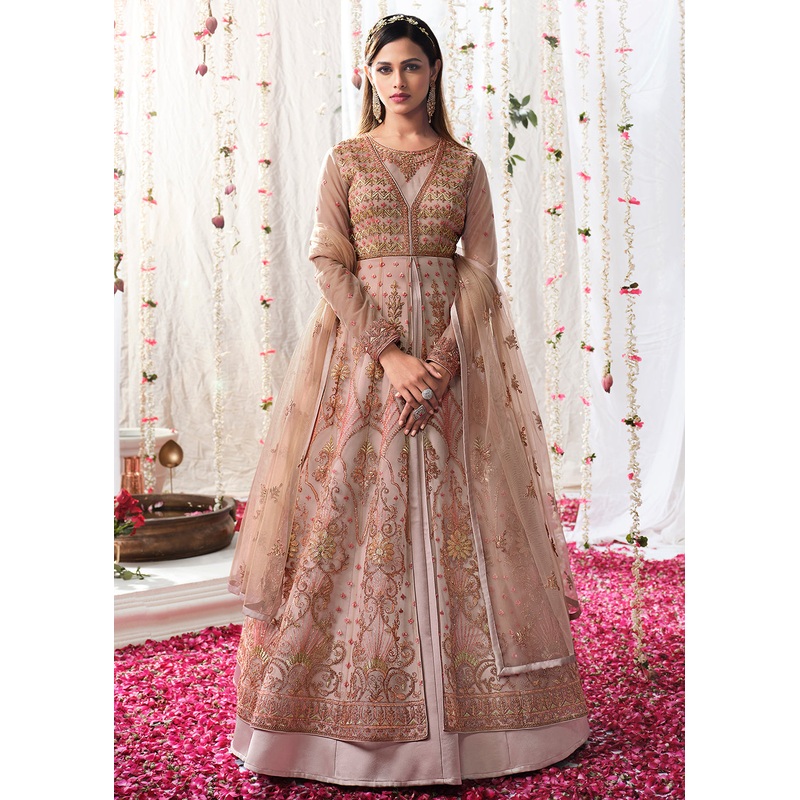 Mauve Pink Wedding Festive Floor Length Anarkali Suit