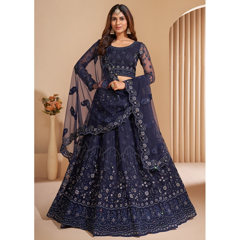 Navy Blue Designer Bridesmaids Wedding Lehenga Choli