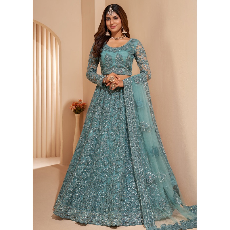 Sky Blue Designer Bridesmaids Wedding Lehenga Choli
