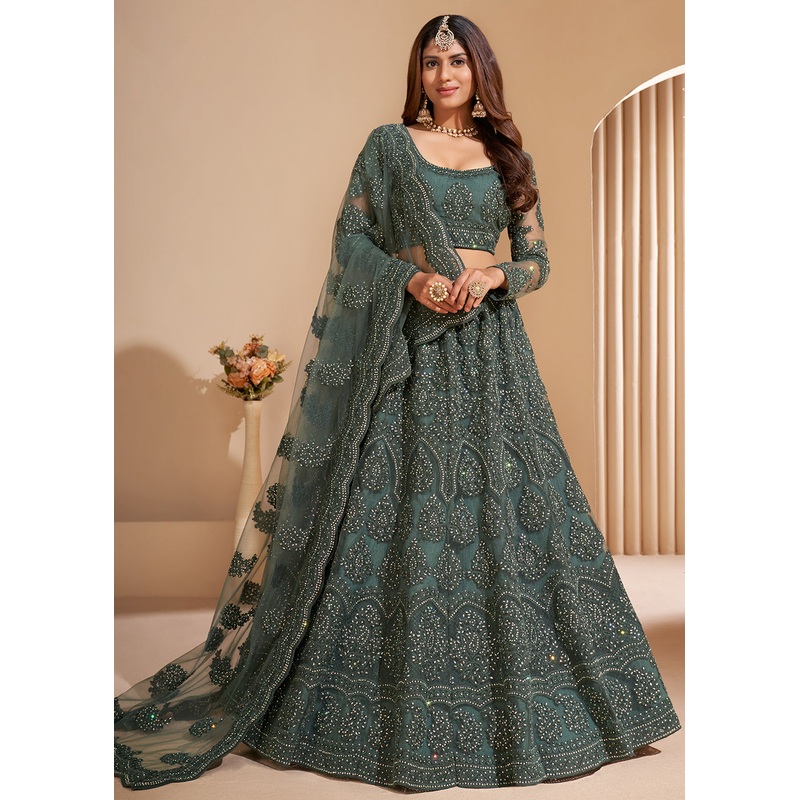 Uniform Green Designer Bridesmaids Wedding Lehenga Choli