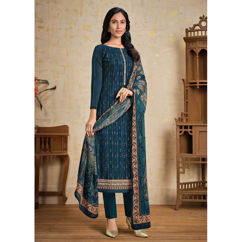 Blue Chinnon Pant Style Wedding Ceremony Suit