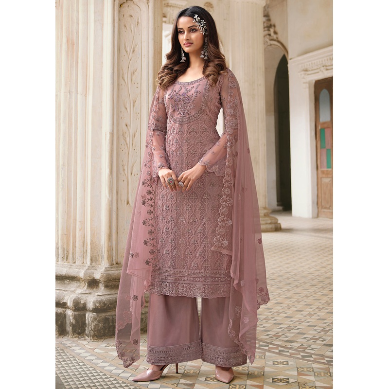 Cording Embroidered Mauve Designer Salwar Kameez