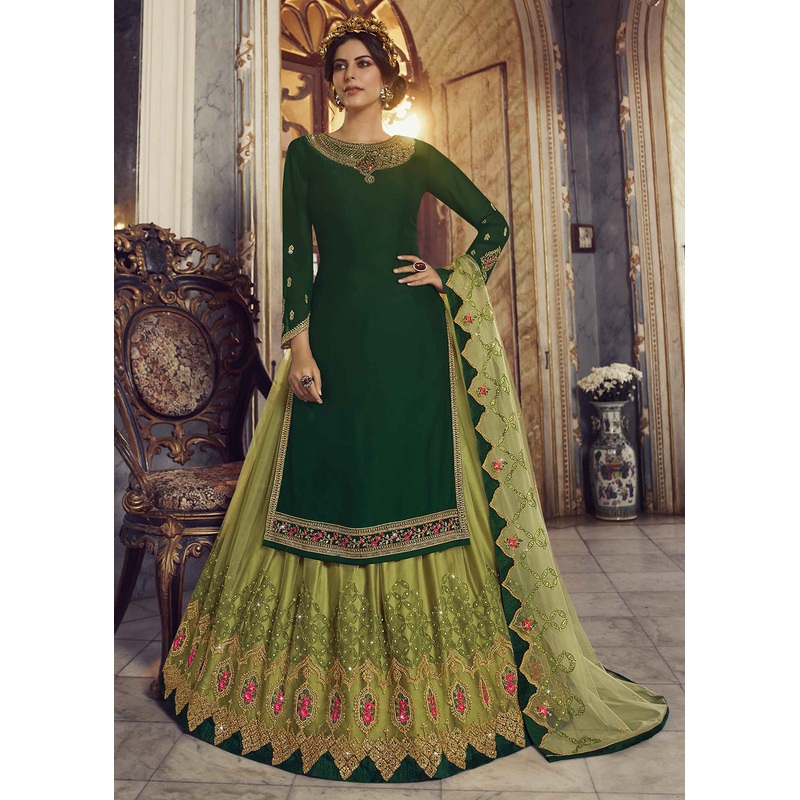 Forest Green Lehenga/Pant Style Trendy Suit
