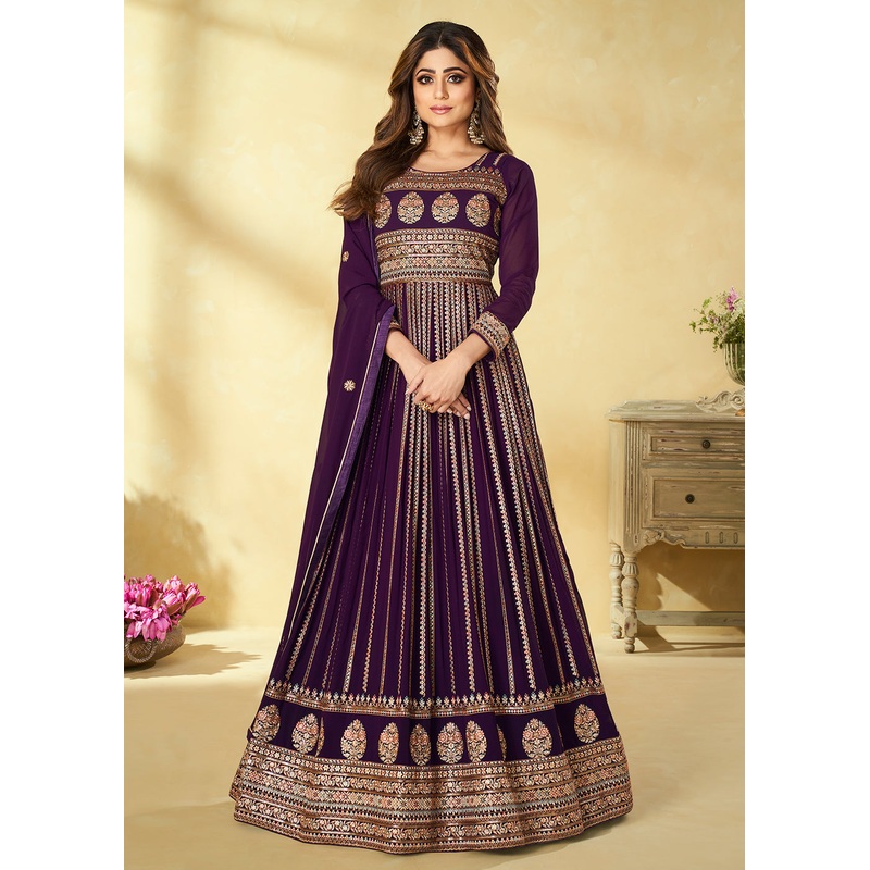 Function Wear Great Plum Purple Floor Length Anarkali