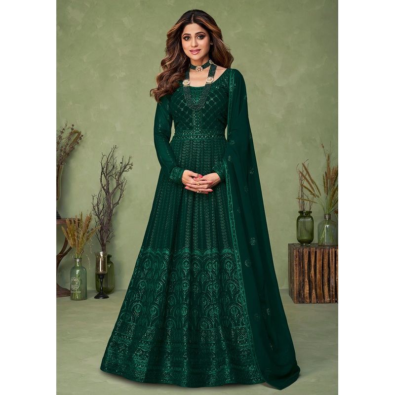 Green Wedding Party Wear Shamita Shetty Anarkali
