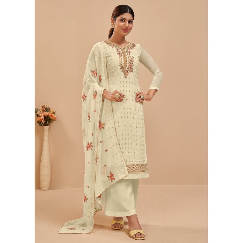 Pale Yellow Beautifully Embroidered Elegant Salwar Kameez