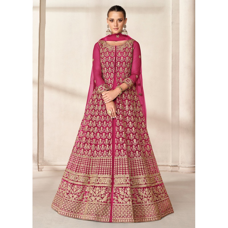 Slit Style Charming Pink Embordered Festive Party Anarkali