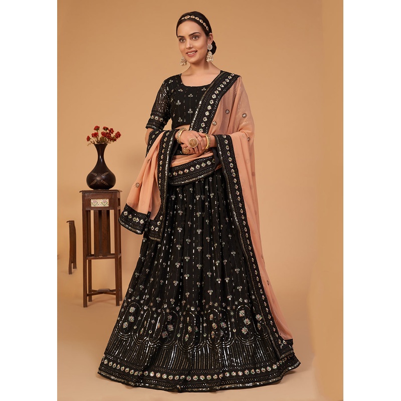Wedding Classy Black Embroidered Designer Lehenga Choli