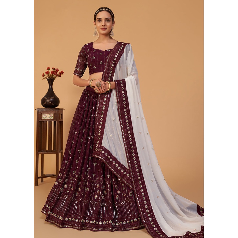 Wedding Plum Purple Embroidered Designer Lehenga Choli