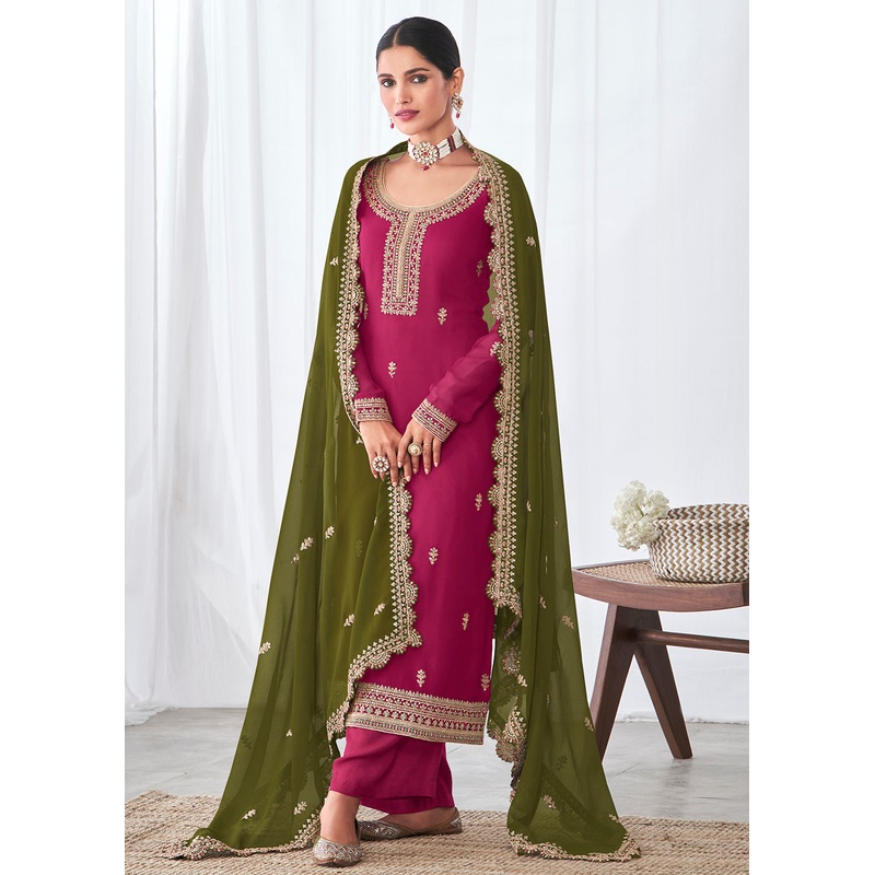 Beautiful Magenta Pink Indian Party Wear Salwar Suit