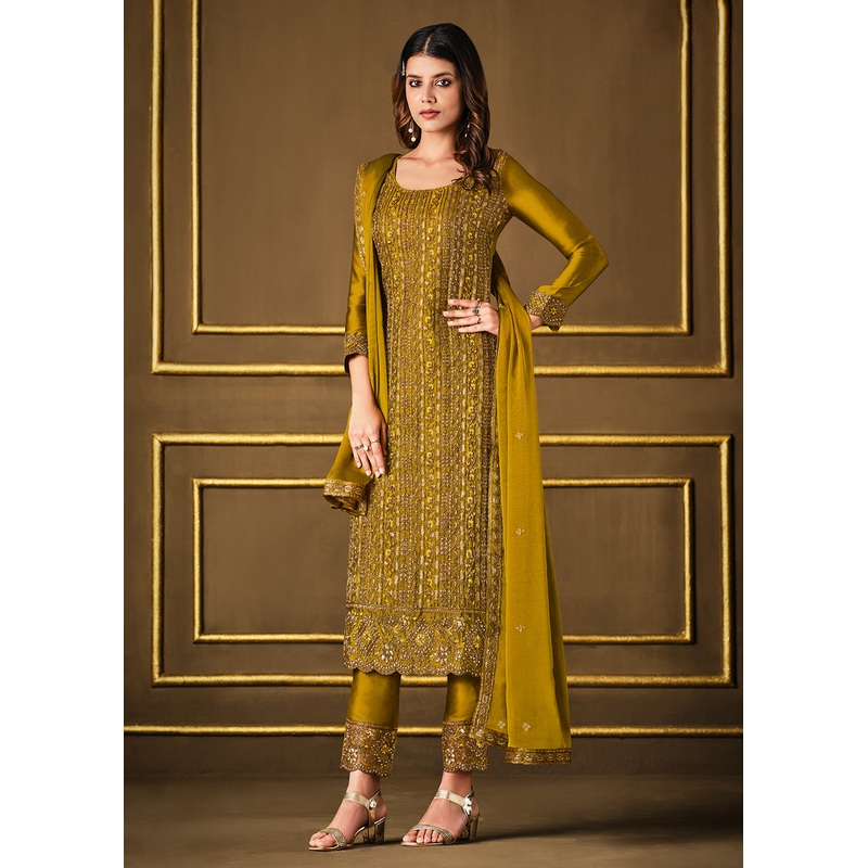 Elegant Yellow Two Tone Georgette Party Wear Salwar Suit