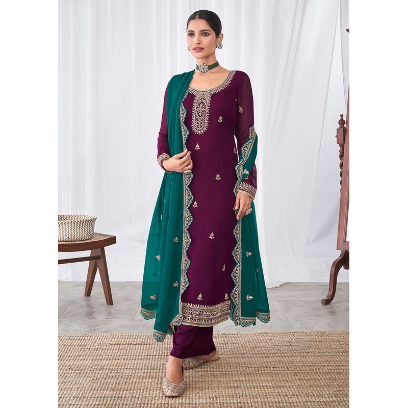 Graceful Looking Purple Indian Party Wear Salwar Suit
