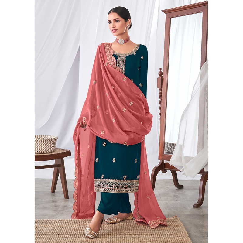 Impressive Navy Blue Indian Party Wear Salwar Suit