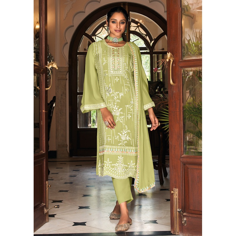 Pakistani Style Delicate Green Function Wear Salwar Suit