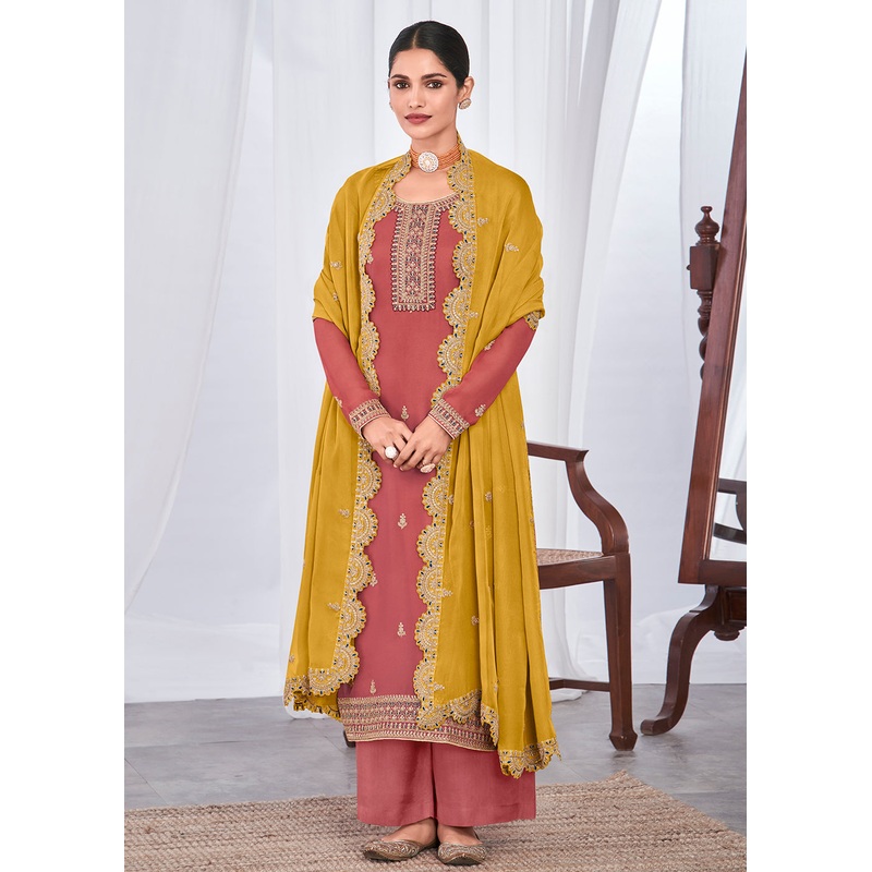Pretty Looking Peach Indian Party Wear Salwar Suit