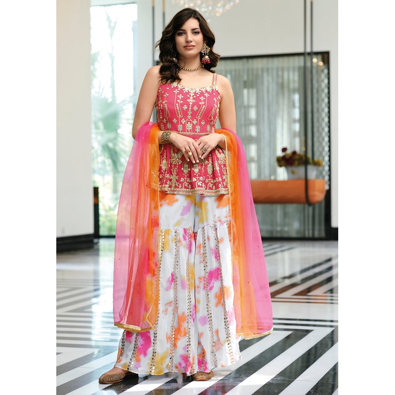 Riveting Pink Party Festive Palazzo Salwar Suit
