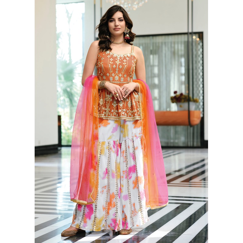 Special Orange Party Festive Palazzo Salwar Suit