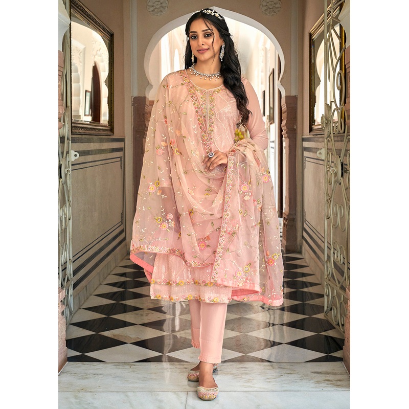 Designer Embroidered Barbie Pink Trendy Salwar Suit