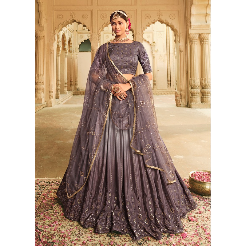 Dusty Purple Multi Color Sequins Festive Lehenga Choli