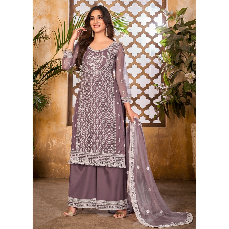 Splendid Lavender Wedding Festive Pakistani Style Palazzo Suit