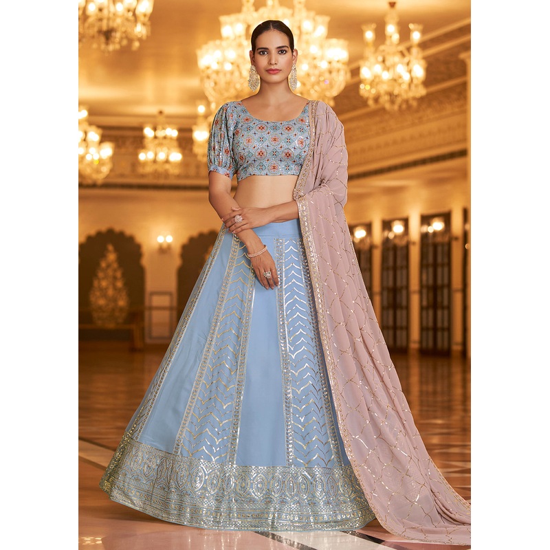 Wedding Reception Dazzling Dusty Pink Trendy Lehenga Choli