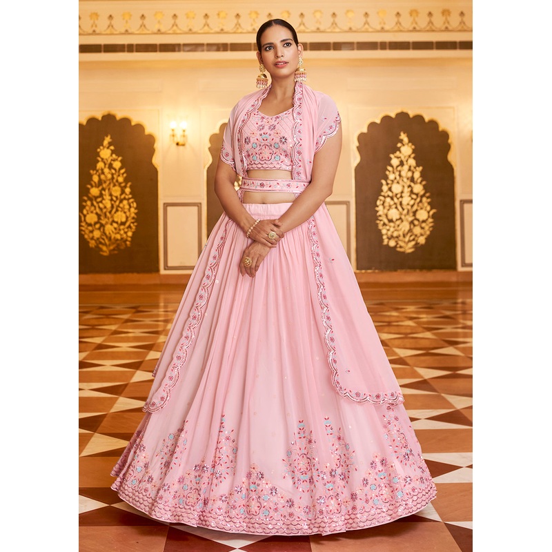 Wedding Reception Fanciable Pink Trendy Lehenga Choli