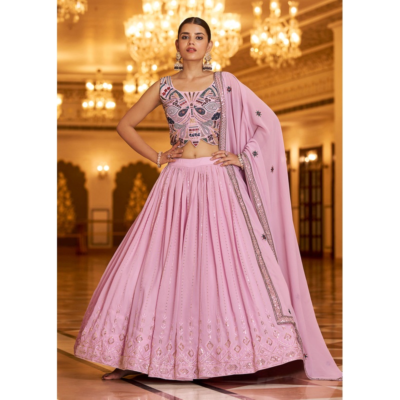 Wedding Reception Glamorous Dusty Pink Trendy Lehenga Choli