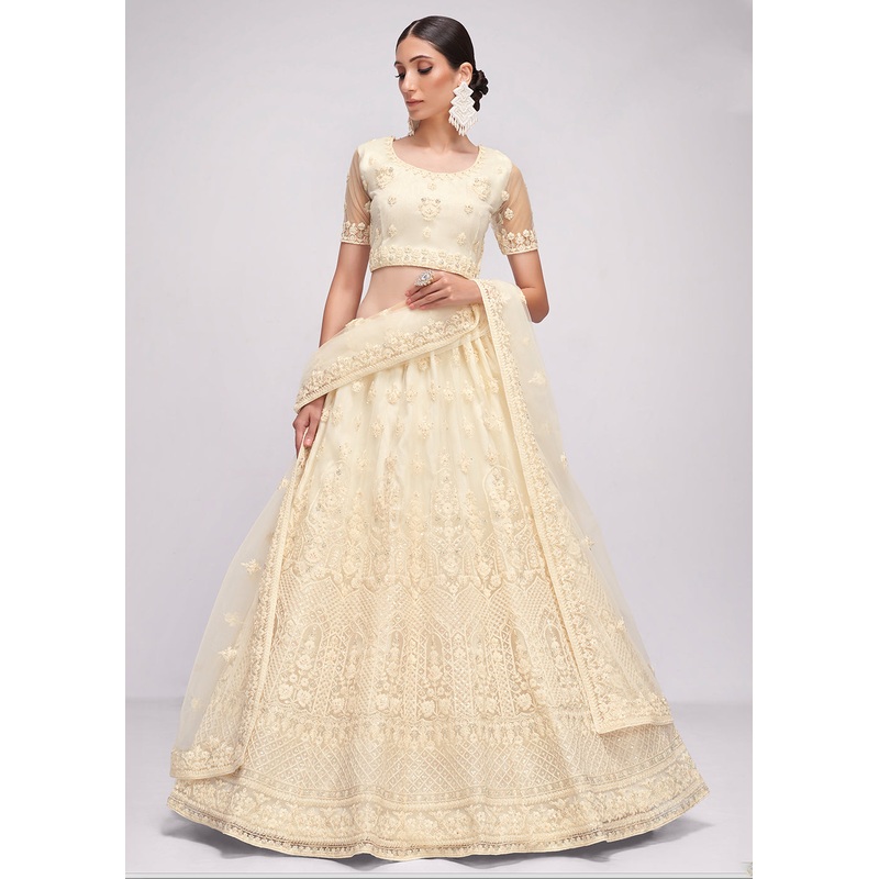 Classic Off White Cording Designer Wedding Bridal Lehenga Choli