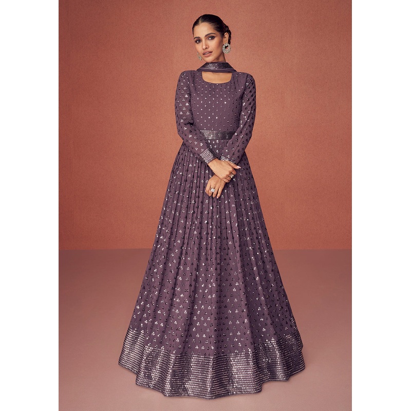 Dusty Purple Bridesmaid Wear Wedding Wear Anarkali Suit