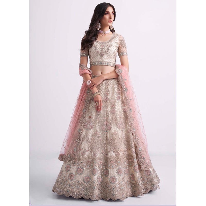 Off White Wedding Style Designer Bridal Lehenga Choli