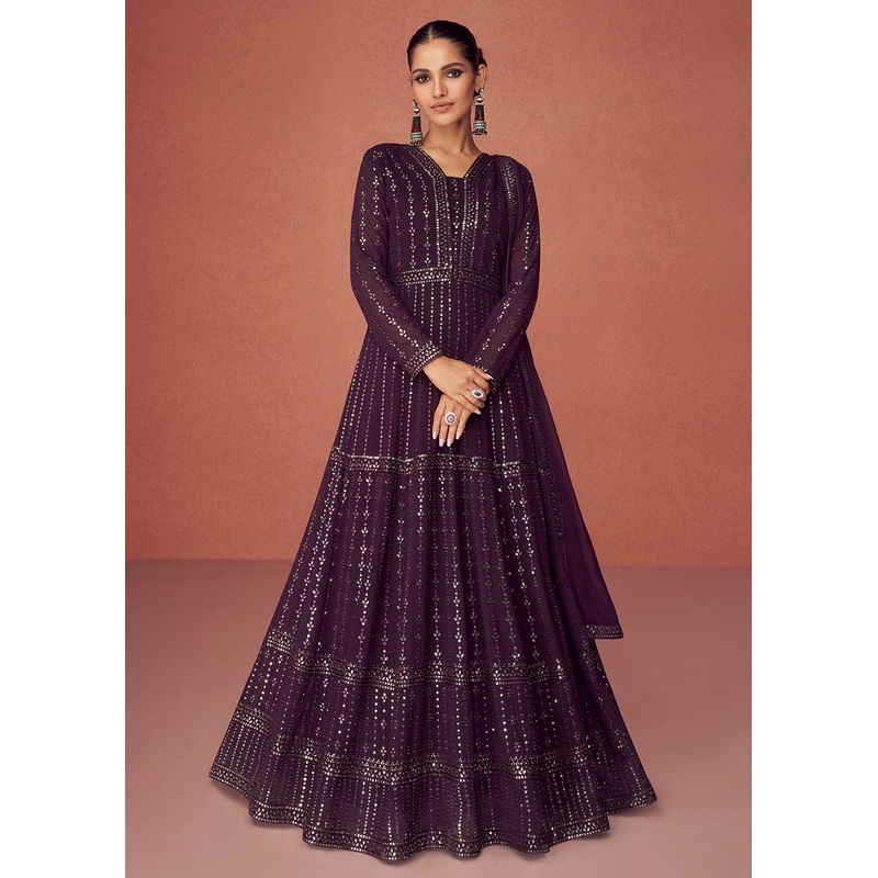 Plum Purple Bridesmaid Wear Wedding Wear Anarkali Suit