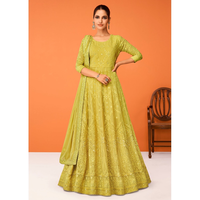 Yellow Wedding Festive Special Georgette Anarkali Suit