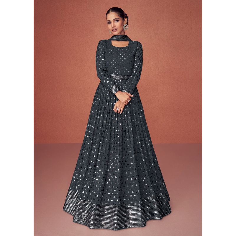 Dusty Black Bridesmaid Wear Wedding Wear Anarkali Suit