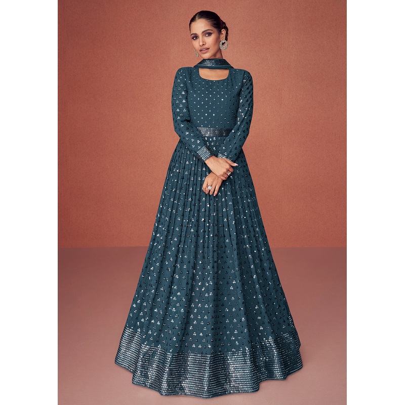 Dusty Blue Bridesmaid Wear Wedding Wear Anarkali Suit