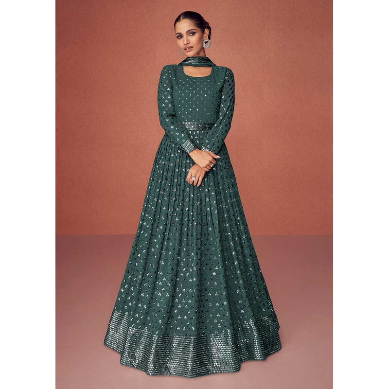 Dusty Green Bridesmaid Wear Wedding Wear Anarkali Suit