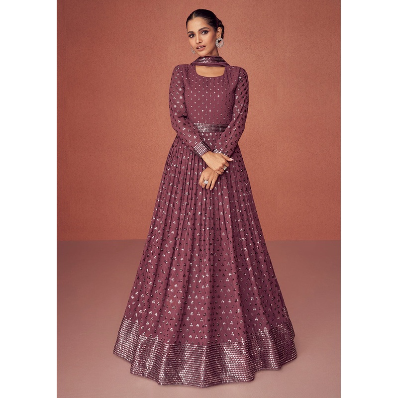 Dusty Mauve Bridesmaid Wear Wedding Wear Anarkali Suit