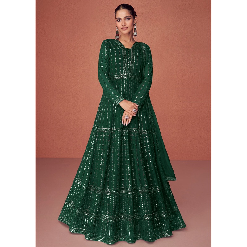 Bottle Green Bridesmaid Wear Wedding Wear Anarkali Suit