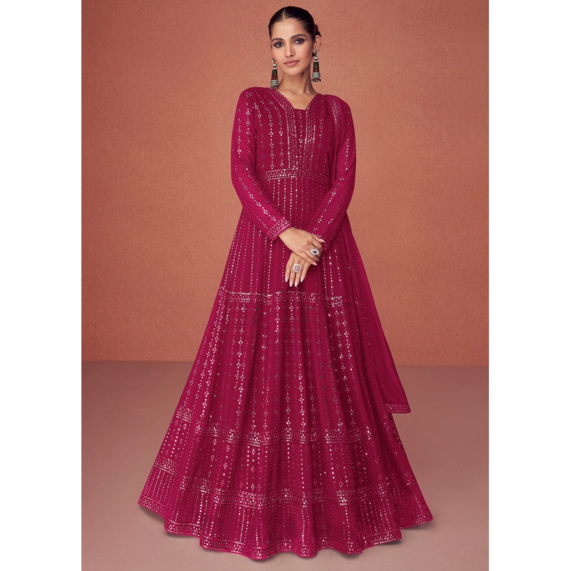 Hot Pink Bridesmaid Wear Wedding Wear Anarkali Suit