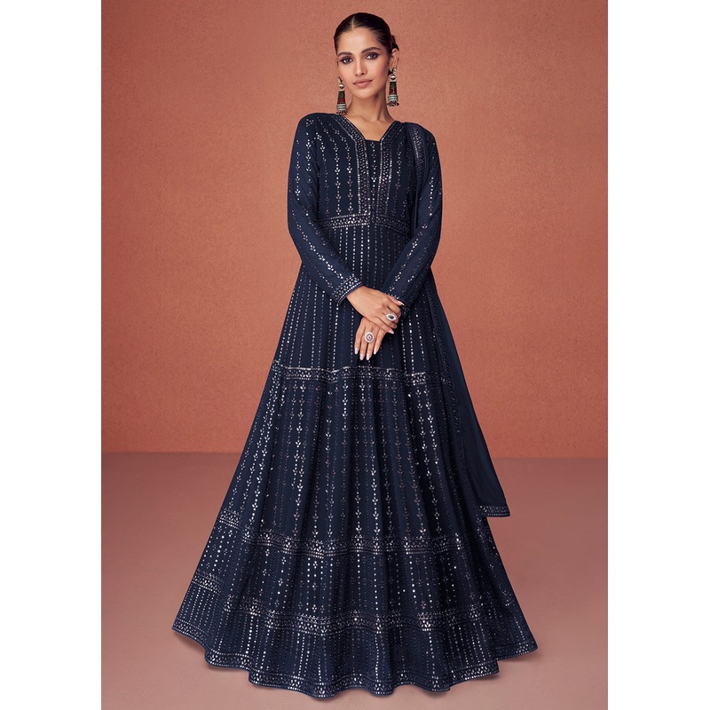 Navy Blue Bridesmaid Wear Wedding Wear Anarkali Suit