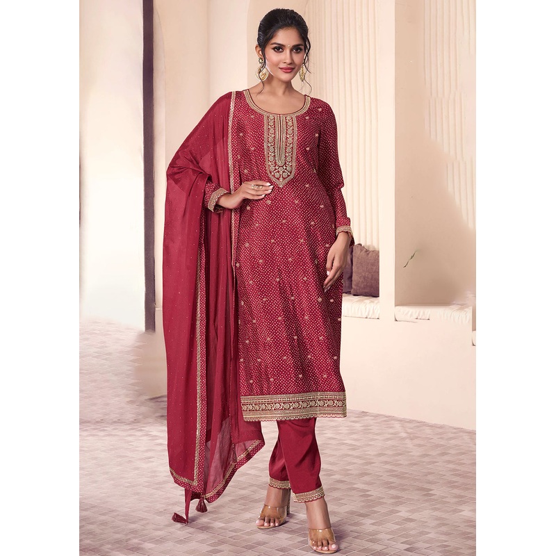 Peach Digital Printed & Embroidered Eid Wear Salwar Suit