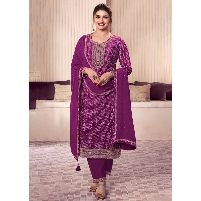 Purple Digital Printed & Embroidered Eid Wear Salwar Suit