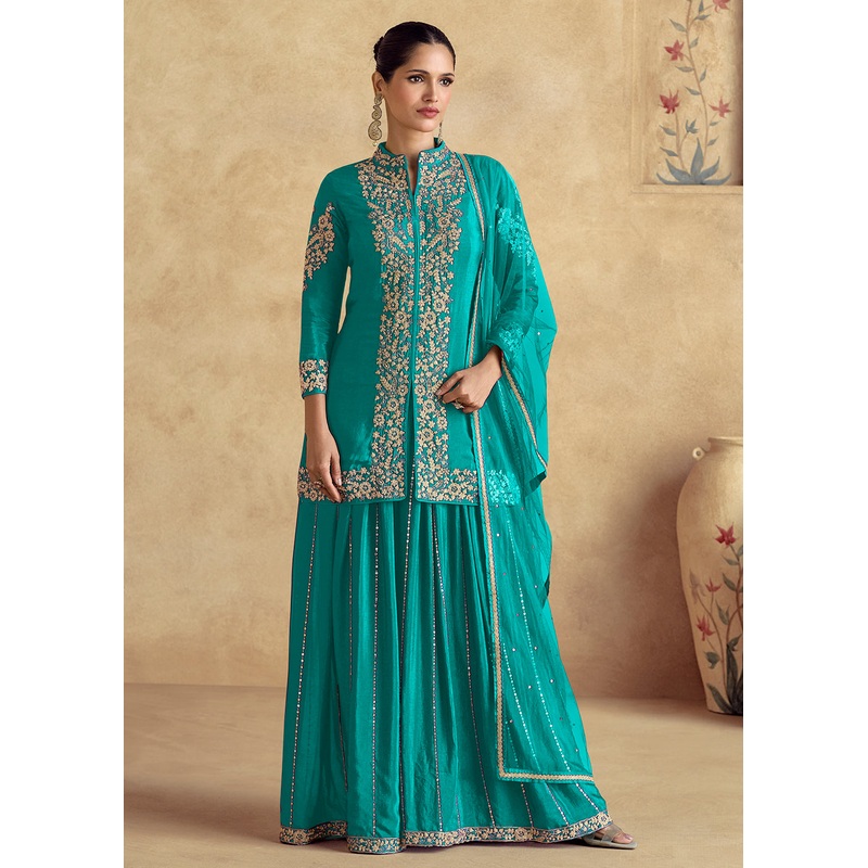 Rama Premium Chinnon Silk Festive Sharara Style Suit