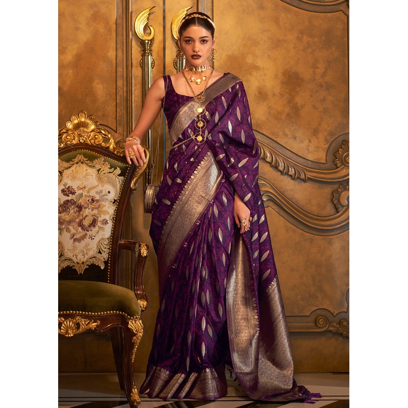 Bollywood Style Astonishing Purple Pure Satin Silk Saree