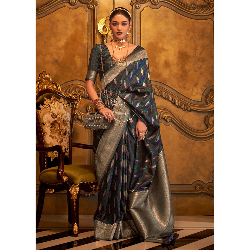 Bollywood Style Marvelous Black Pure Satin Silk Saree
