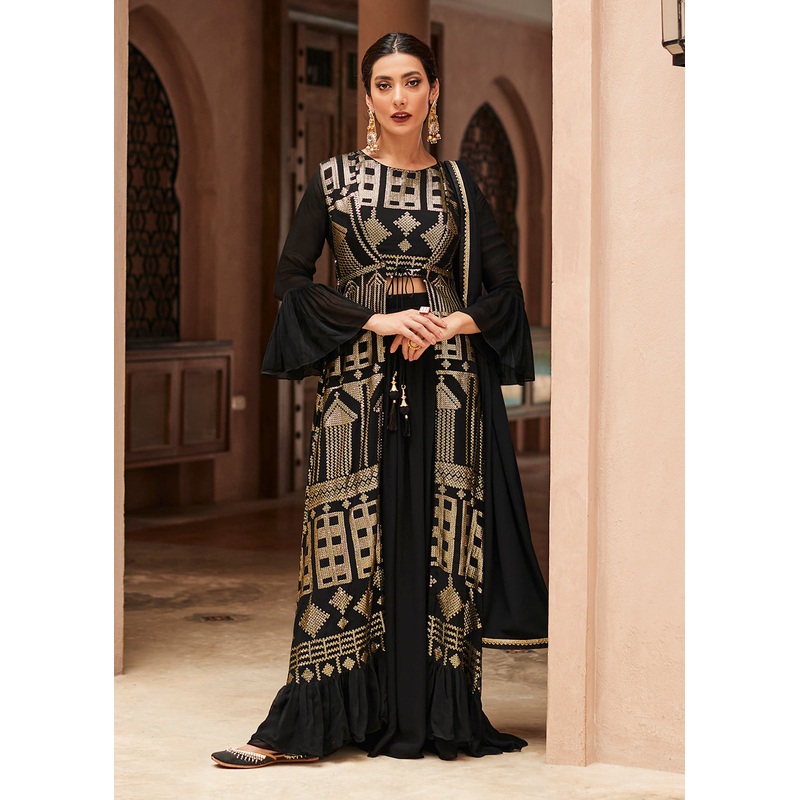 Marvelous Black Georgette Party Wear Lehenga Choli with Jacket