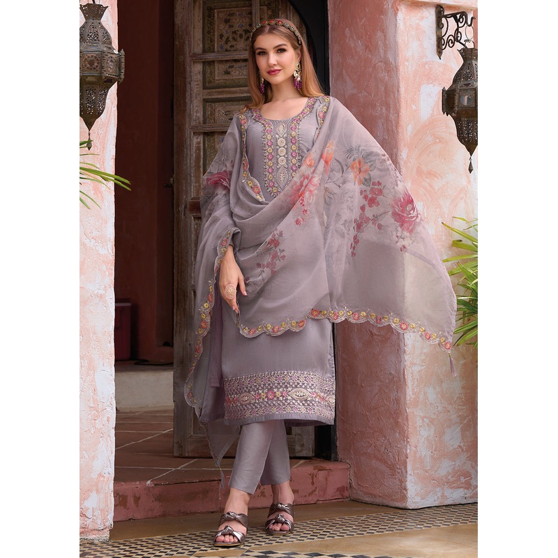 Viscose Silk Lovely Lavender Wedding Festive Salwar Kameez