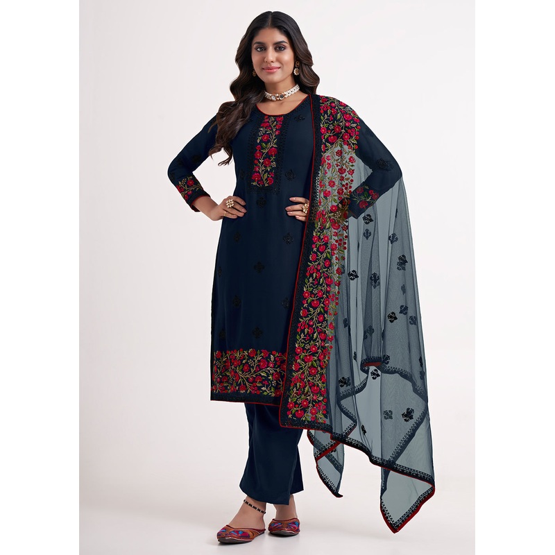 Fancy Beauteous Navy Blue Eid Festive Salwar Suit