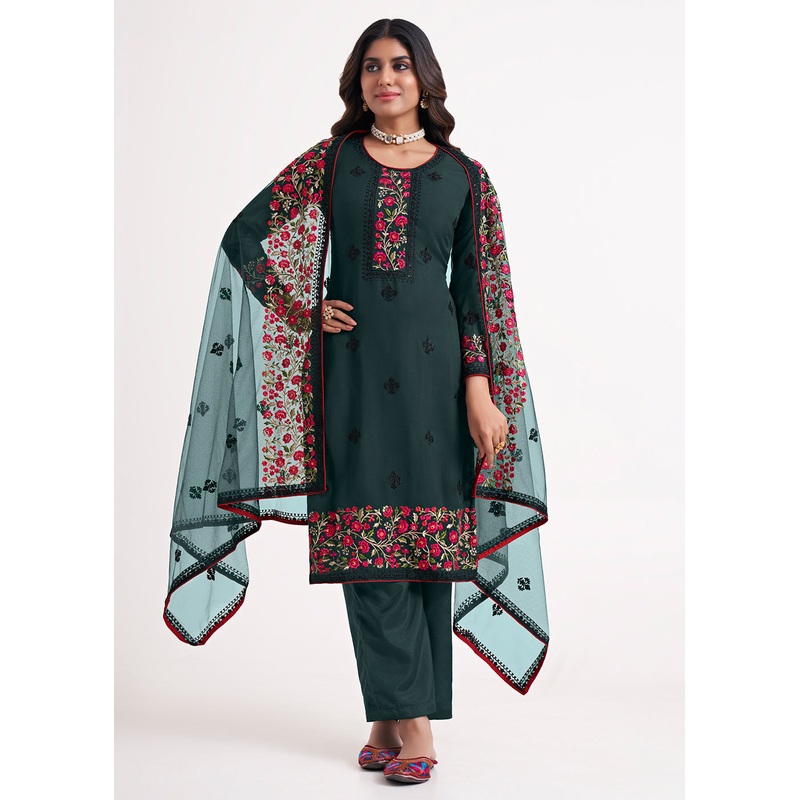 Fancy Gorgeous Green Eid Festive Salwar Suit