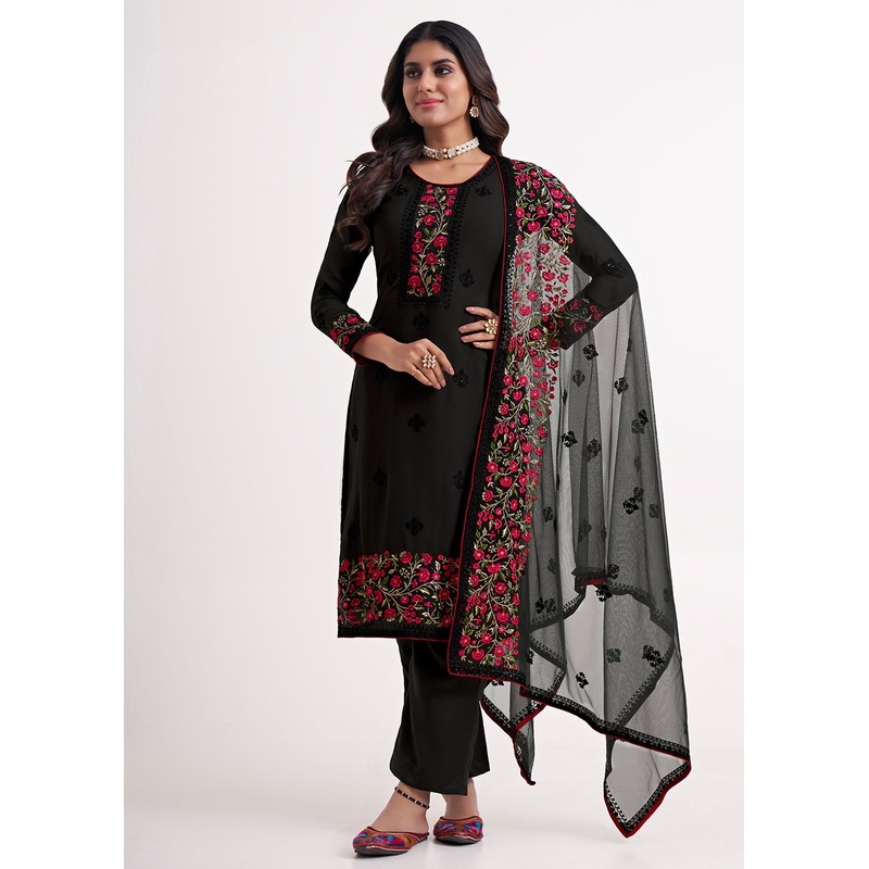 Fancy Stunning Black Eid Festive Salwar Suit